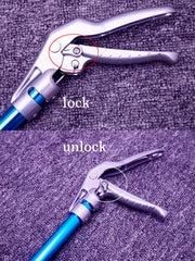 Ouronehome snake tongs feature a handle lock for compact, safe storage.