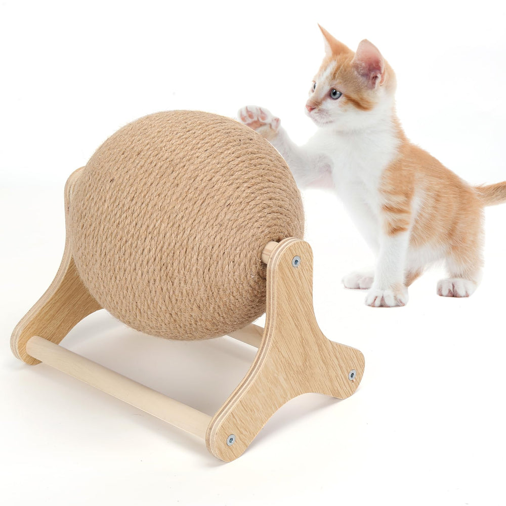 Outamateur triangular-structure sisal-ball for durable feline play sessions