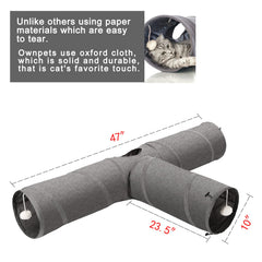 Ownpets cat tunnel 47inch length showcases extended play space for kittens.