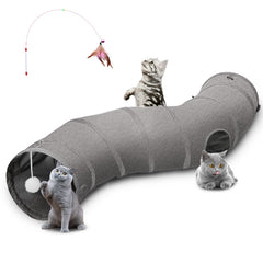 Ownpets cat tunnel in durable Oxford fabric for quiet indoor play.