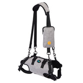 Ownpets Dog Sling Harness crossbody wear enables hands-free lifting and secure support.