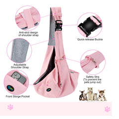 Ownpets pink pet sling carrier side view during outdoor stroll