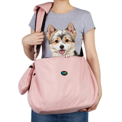 Ownpets pink sling carrier angle view showing hands-free design