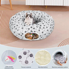 Ownpets spacious 37x37 inch cat tunnel bed provides room to stretch and nest