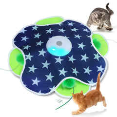Oxawo interactive cat toy with moving feather in mat front sparks hunting play