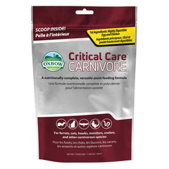 Oxbow Carnivore Care powder bag highlights premium recovery nutrition for cats and ferrets.