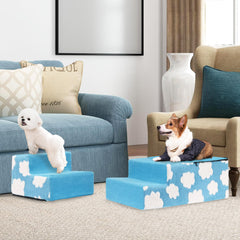 OYLZ Pet Stairs blue 4-step removable cover for easy cleaning