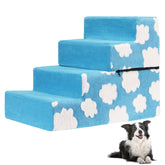 OYLZ Pet Stairs blue 4-step side view for easy sofa access