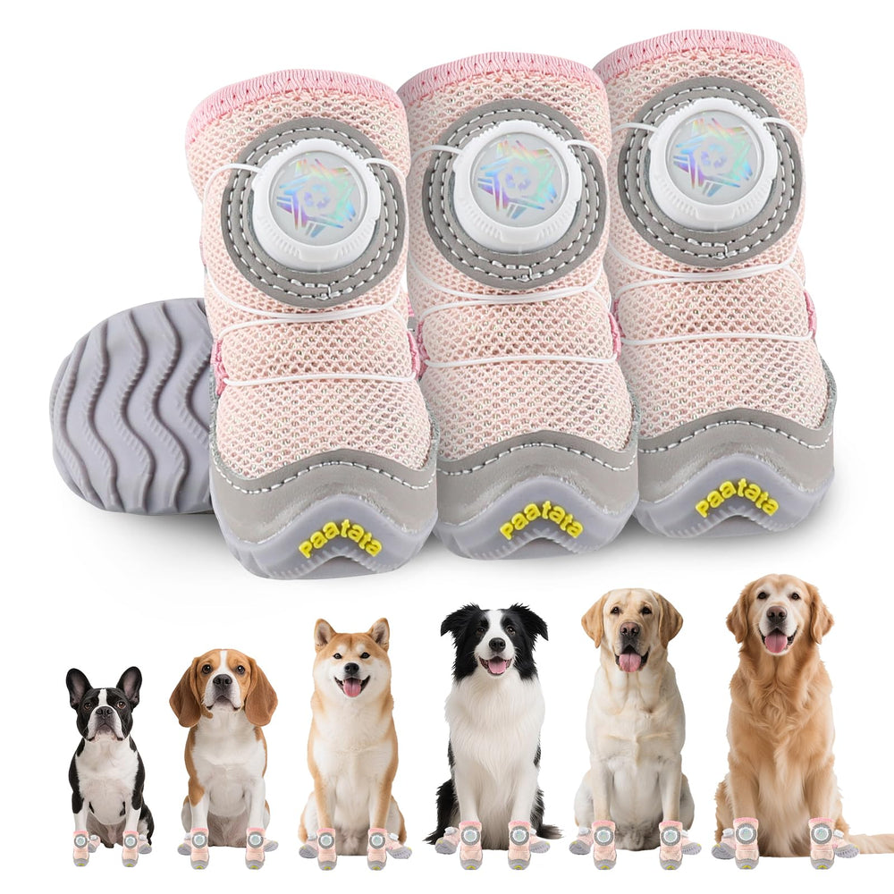 paatata dog shoes knob-adjustment close-up showing secure fit for outdoor adventures.