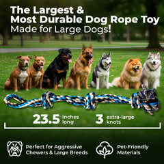 Pacific Pups Products large dog rope toy dog-tugging during a playful tug-of-war.