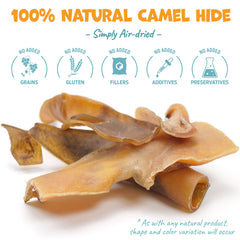 Pack Approved camel skin chews packaging shows natural ingredients and grain-free formulation.