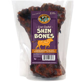 Pack Approved liver-coated beef shin bone for giant dogs, showcasing durable chew for aggressive chewers.