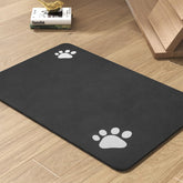 PADOOR pet feeding mat absorbent surface in black keeps bowls tidy.