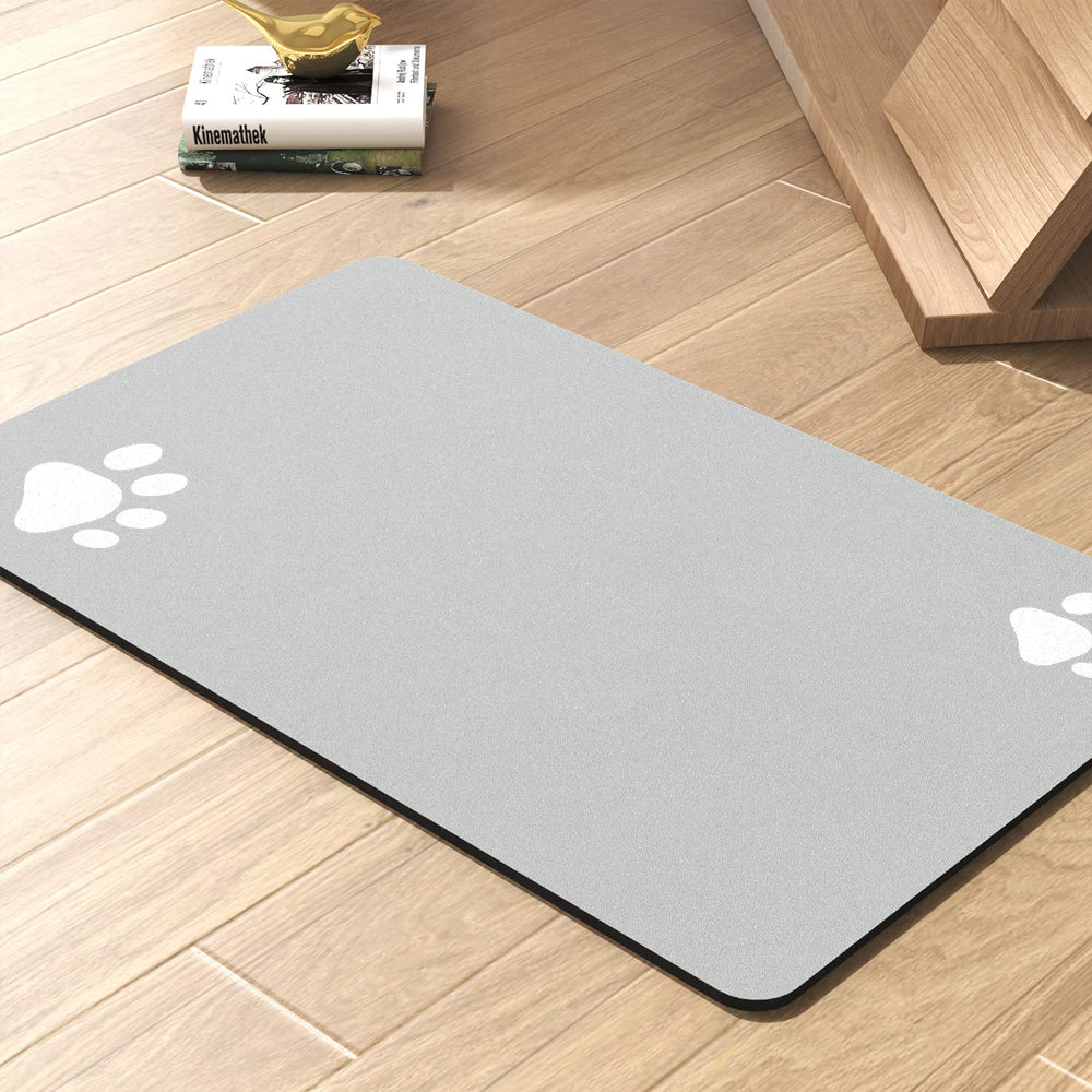 PADOOR pet feeding mat absorbs spills to keep floors clean.