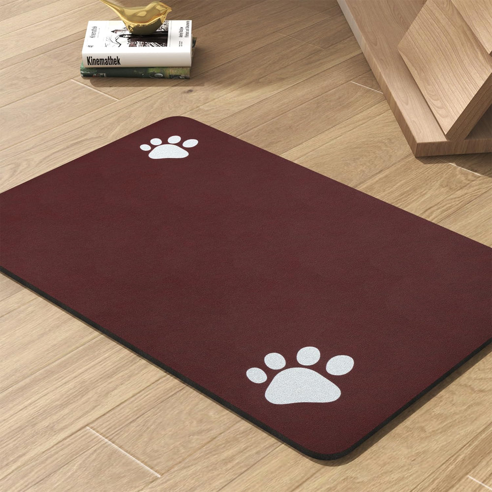 PADOOR pet feeding mat red 17x34 inches absorbs spills quickly and keeps bowls tidy