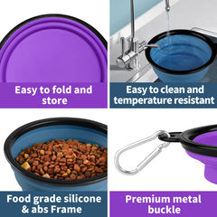 Paercute bowl in use with carabiner attached for secure outdoor feeding.