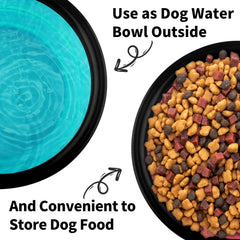 Paercute collapsible dog bowl expanded for use, offering generous 20 oz capacity on outdoor trips.