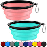 Paercute collapsible dog bowl packaged for travel, showcasing compact portability.