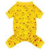 Paiaite Dog Pajamas Onesie on model for snug comfort across sizes