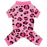 Paiaite Dog Pajamas Onesie pink leopard front view for cozy nightly wear.