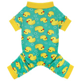 Paiaite dog pajamas onesie with a yellow duck pattern for cozy nighttime play