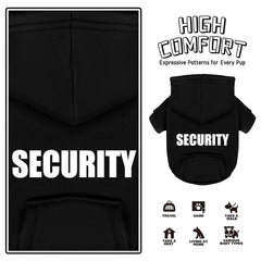 Paiaite security-printed hoodie leash-hole closeup reveals convenient walk-through design.
