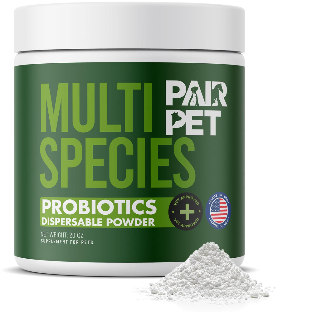Pair Pet probiotics dispersible powder bottle supports easy daily digestive health for all species.