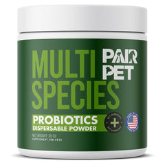 Pair Pet multi-species blend label highlights veterinarian-approved formula for gut health.