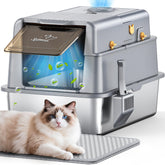 PalNests L7 Ultra stainless steel litter box top view showing easy cleanup features