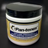 Pan-tenex bottle front label shows high-potency enzymes for dog digestion support.