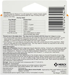 Panacur C daily-dose packet mixed with dog food for simple administration.