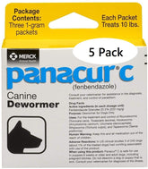 Panacur C packaging featuring three packets for dog deworming.