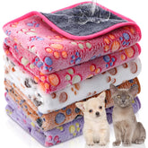 Panelee paw-print white waterproof blanket keeps small pets warm and clean