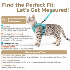 pangdi cat harness xl turquoise soft mesh hugs the cat without skin irritation.