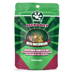 Pangea Gecko Diet con sandía: alimento completo con fruta real que estimula el consumo.