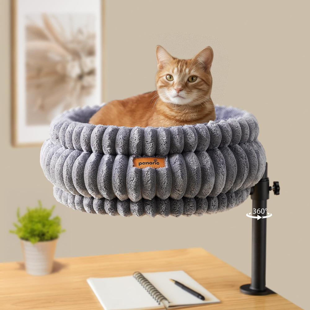 PANORIC Cat Desk Bed 360° rotation for flexible cat viewing and supervision.