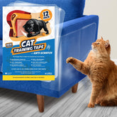 Panther Armor double-sided deterrent sheet on a sofa edge prevents cat scratches.
