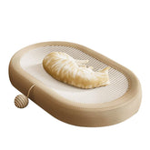 Panup sisal cat scratcher 24-inch lounge with edges for secure, relaxed lounging.