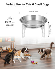 PapiCola stainless steel dishes on stand underline rust-resistant durability.
