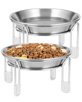 PapiCola Upgrade Elevated Cat Bowl assembly with two bowls for clean feeding.