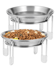 PapiCola Upgrade Elevated Cat Bowl assembly with two bowls for clean feeding.