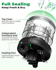 Papettly automatic fish feeder dispenses precise 2 g portions for balanced meals.