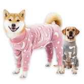 PAPIAMEN dog onesie in coral velvet starry sky pink for XL dogs warms and fits snugly.