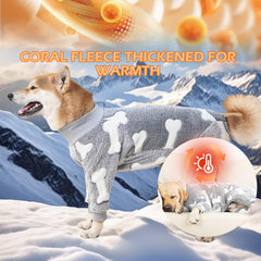 PAPIAMEN dog pajamas warm coral velvet layer for winter lounging.