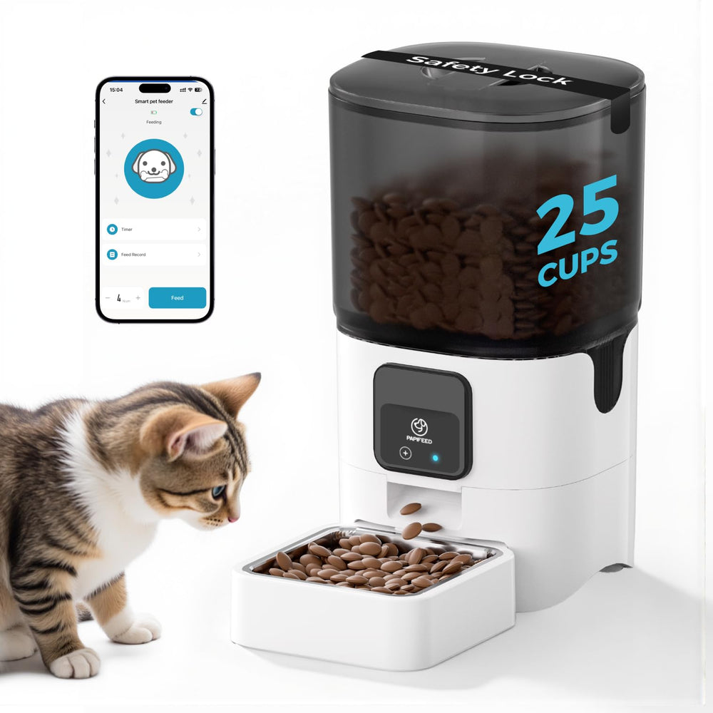 PAPIFEED 5G WiFi feeder enabling remote app-controlled feeding from anywhere.