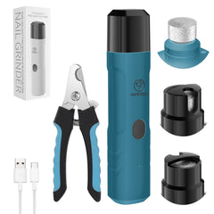 PAPIFFEED Pet Nail Grinder front view blue, stable grip for safe trimming