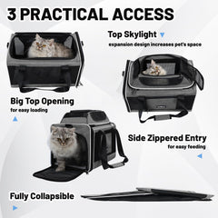 PAPZER cat carrier durable 600D Oxford fabric with breathable mesh panels.