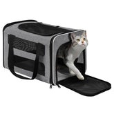 PAPZER cat carrier soft-sided front view shows under-seat travel suitability