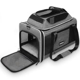 PAPZER cat carrier top-expandable shows extra headroom for comfortable travel.