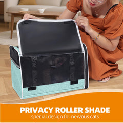 PAPZER privacy roller shade carrier with shade down for calmer pets